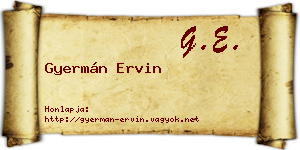 Gyermán Ervin névjegykártya