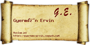 Gyermán Ervin névjegykártya